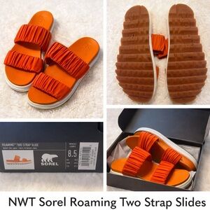 Sorel Roaming Two Strap Slides – Desert Sun Orange – Size 8.5